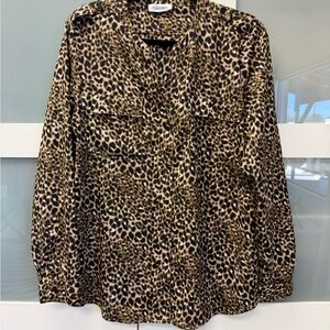 Calvin Klein Leopard Print Blouse - Black and Brown